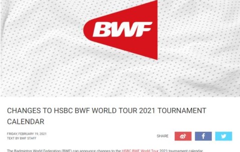 南宫体育入口-世界羽联更新2021赛程 奥运积分赛调整有利于国羽